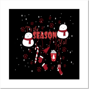 Tis the Season New Year Snowman tree Vibes coffee Love Cute Holiday Gift Posters and Art